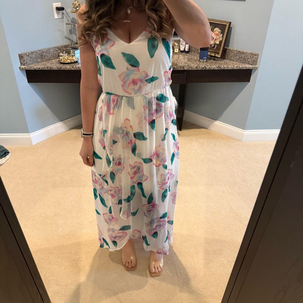 Floral Maxi Dress high low size medium